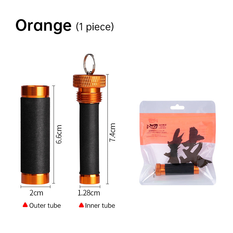 Aluminum alloy traction rod – anti-slip rubber, hook line for pulling/knotting, fishing tool with hand & line protection.