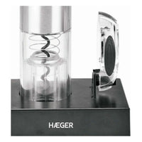 Side view of electric corkscrew highlighting stainless steel spiral