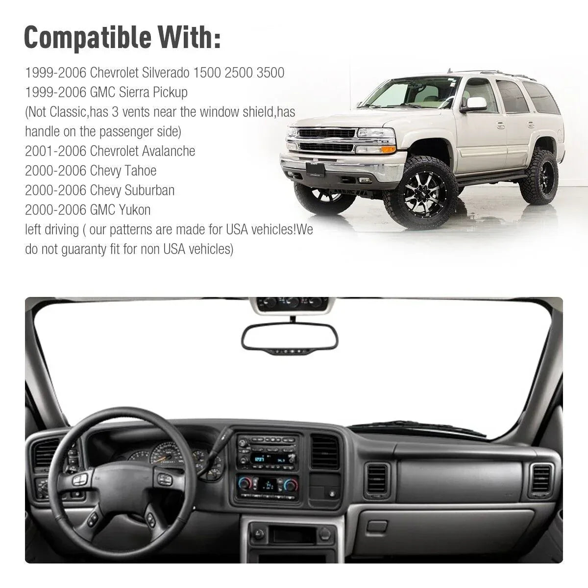 Car Dash Cover Mat Dashboard Pad for Chevy Silverado 1500 2500 Tahoe - Trustymall