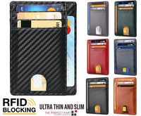 Mens Leather Slim Wallet Credit Card Holder RFID Blocking Pocket ID - Trustymall