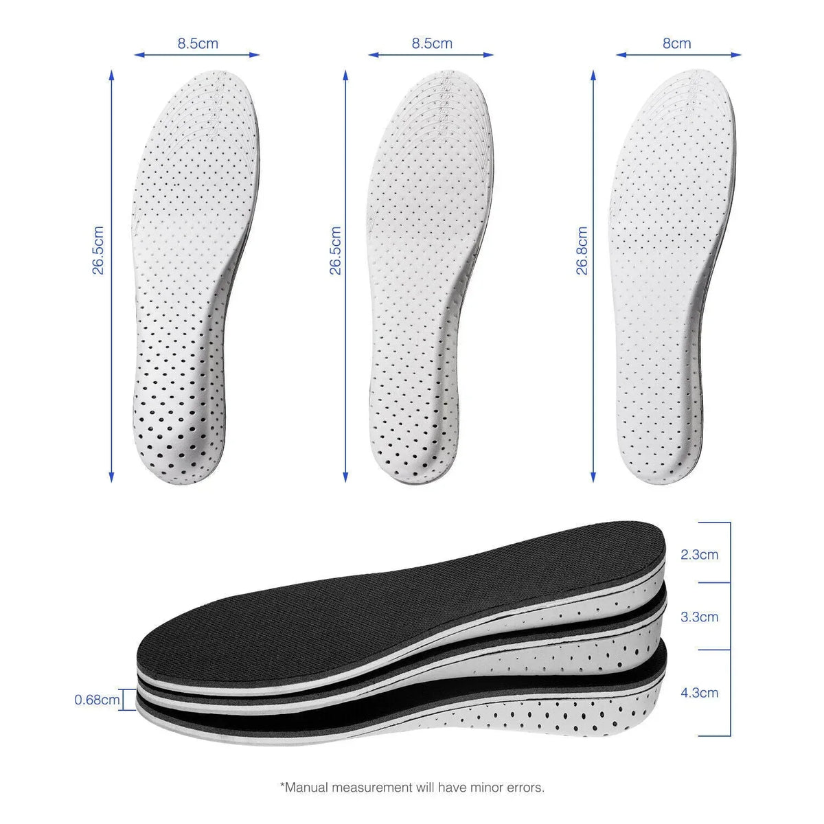 Men Women Invisible Height Increase Insoles Heel Lift Taller Shoe - Trustymall