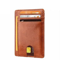 Mens Leather Slim Wallet Credit Card Holder RFID Blocking Pocket ID - Trustymall