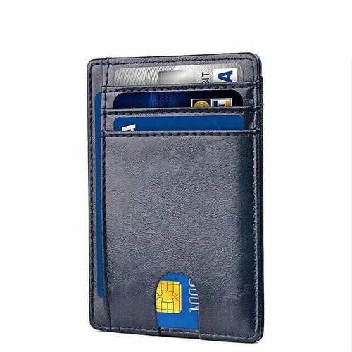 Mens Leather Slim Wallet Credit Card Holder RFID Blocking Pocket ID - Trustymall