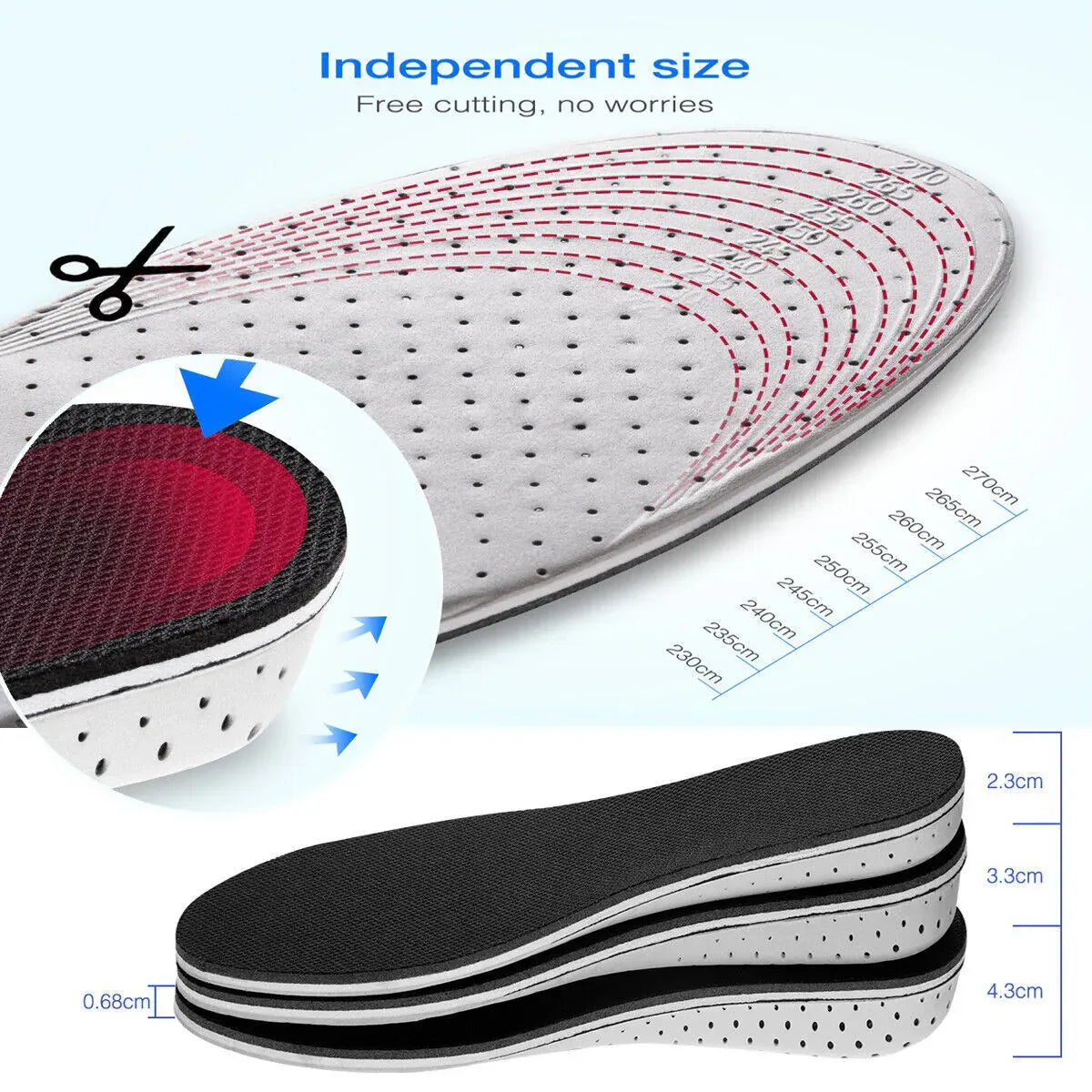Men Women Invisible Height Increase Insoles Heel Lift Taller Shoe - Trustymall