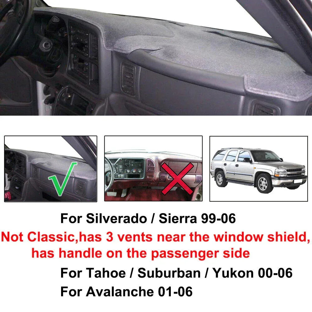 Car Dash Cover Mat Dashboard Pad for Chevy Silverado 1500 2500 Tahoe - Trustymall
