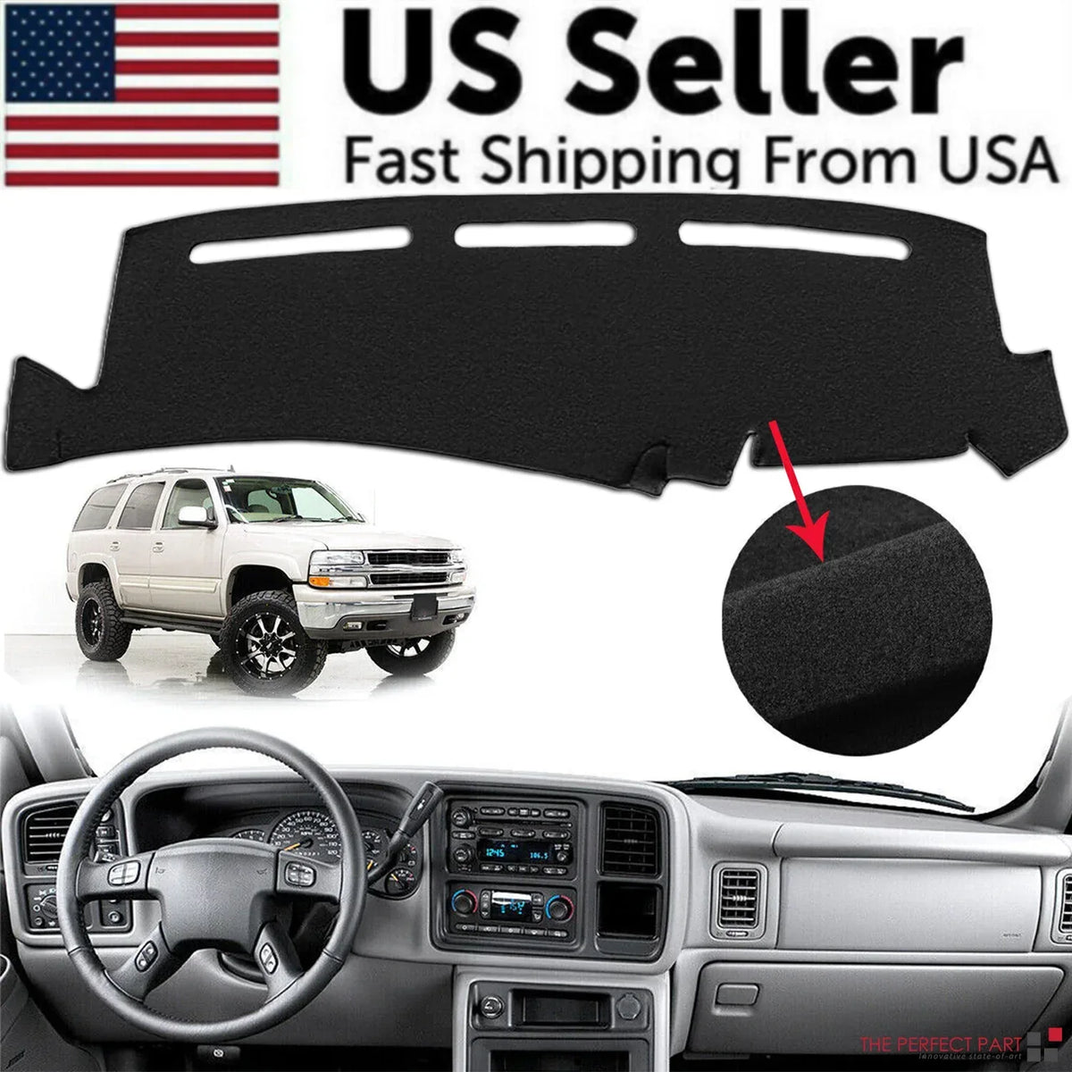Car Dash Cover Mat Dashboard Pad for Chevy Silverado 1500 2500 Tahoe - Trustymall