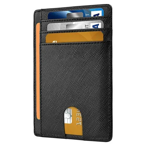 Mens Leather Slim Wallet Credit Card Holder RFID Blocking Pocket ID - Trustymall