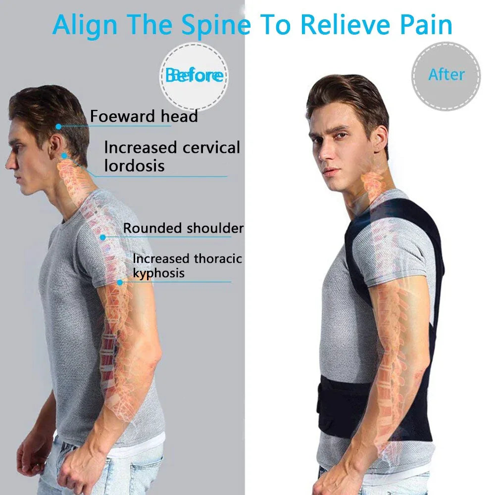Adjustable Posture Corrector Low Back Support Shoulder Brace Belt For product image for TrustyMall.