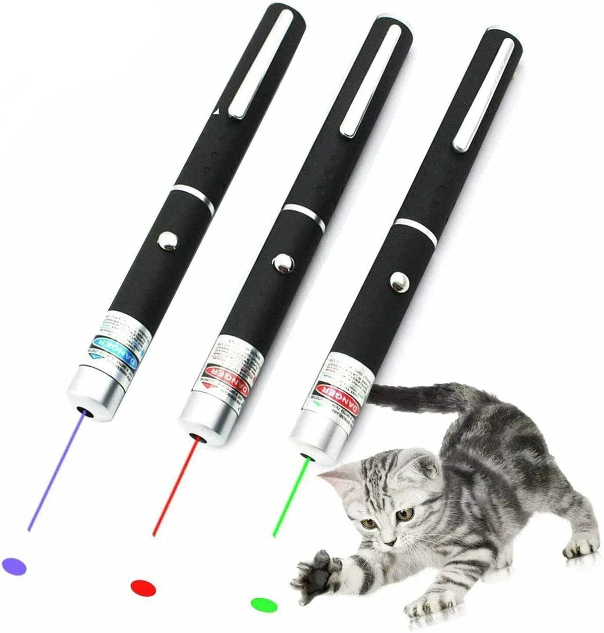 3 Packs 900Mile Laser Pointer Pen Green Blue Red Light Visible Beam - Trustymall
