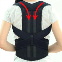 Diagram showing how the low back support belt aligns and corrects posture from the lumbar spine.