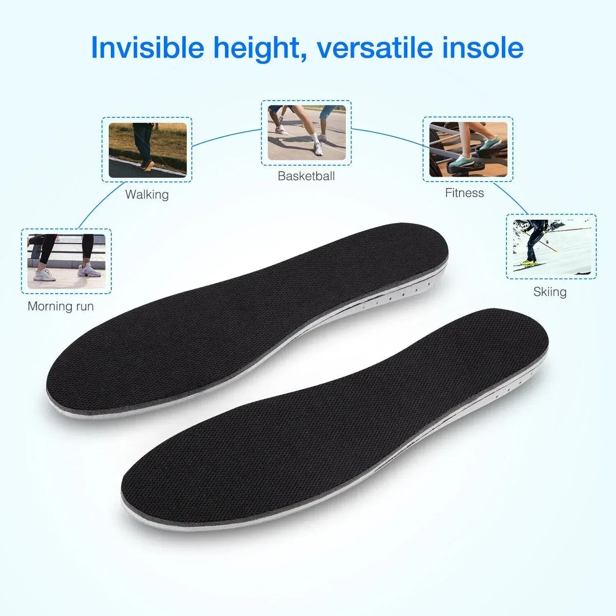 Men Women Invisible Height Increase Insoles Heel Lift Taller Shoe - Trustymall