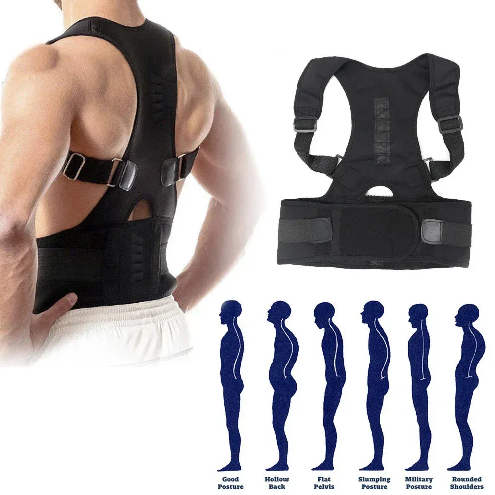 Posture Corrector Support Magnetic Back Shoulder Brace Belt Band For - Trustymall