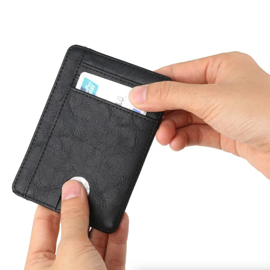 Mens Leather Slim Wallet Credit Card Holder RFID Blocking Pocket ID - Trustymall