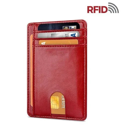 Mens Leather Slim Wallet Credit Card Holder RFID Blocking Pocket ID - Trustymall