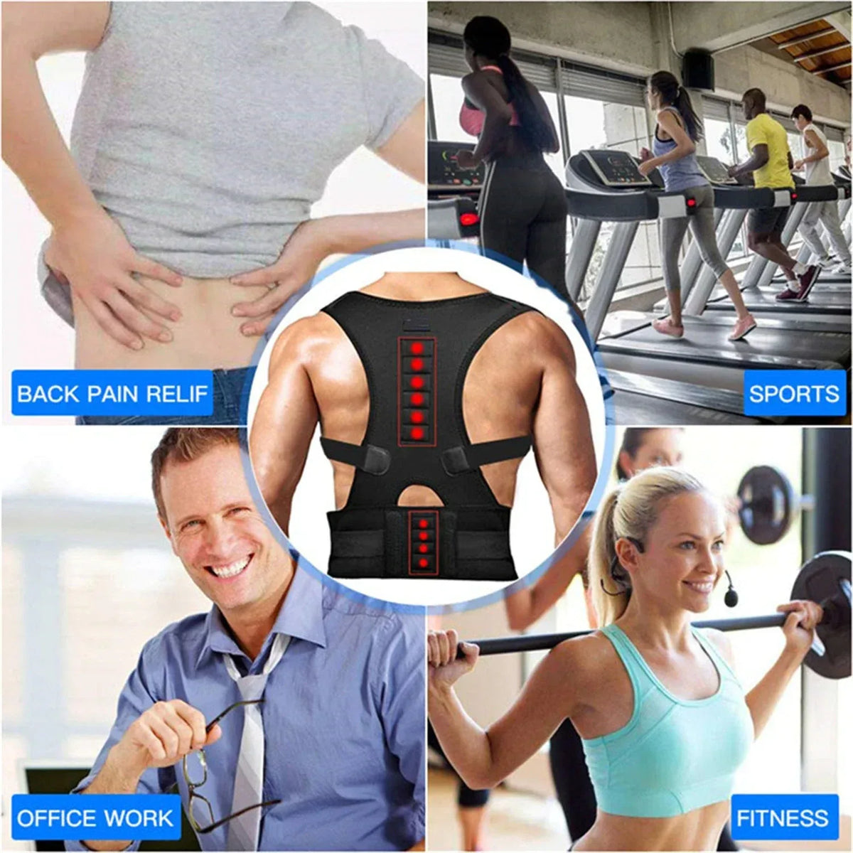 Posture Corrector Support Magnetic Back Shoulder Brace Belt Band For - Trustymall