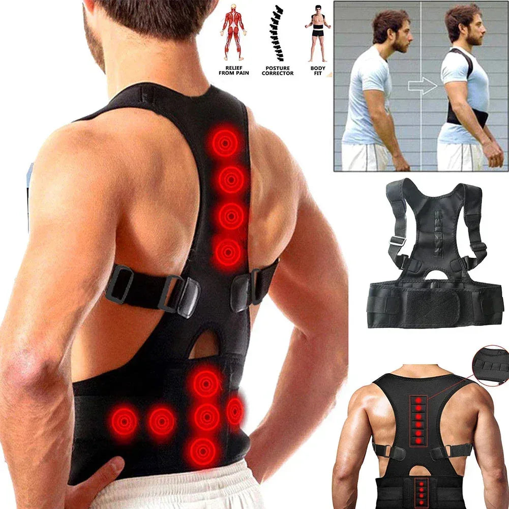 Posture Corrector Support Magnetic Back Shoulder Brace Belt Band For - Trustymall