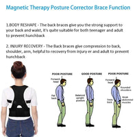 Posture Corrector Support Magnetic Back Shoulder Brace Belt Band For - Trustymall