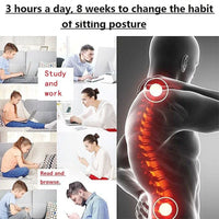 Illustration of posture correction benefits, highlighting shoulder and lumbar alignment.