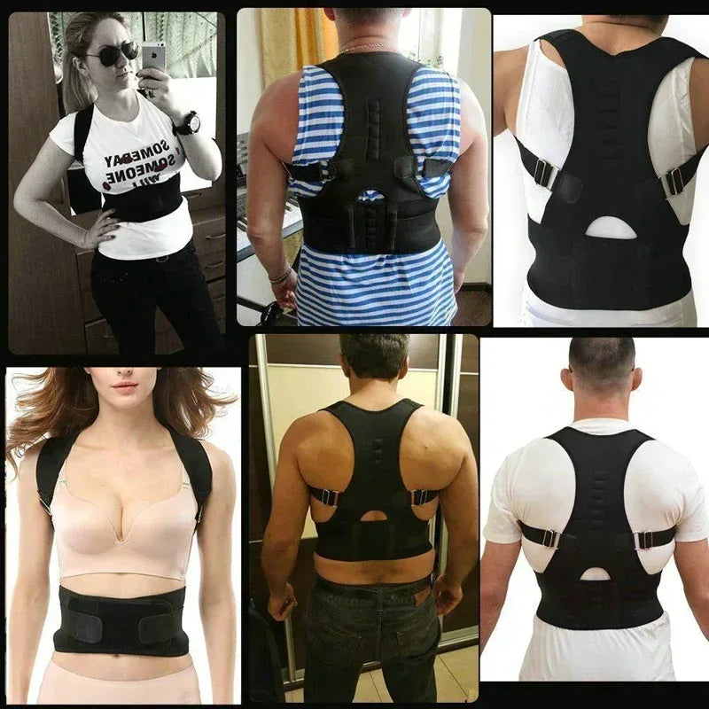 Posture Corrector Support Magnetic Back Shoulder Brace Belt Band For - Trustymall