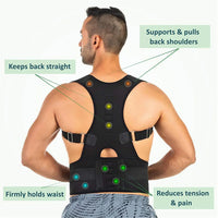 Posture Corrector Support Magnetic Back Shoulder Brace Belt Band For - Trustymall