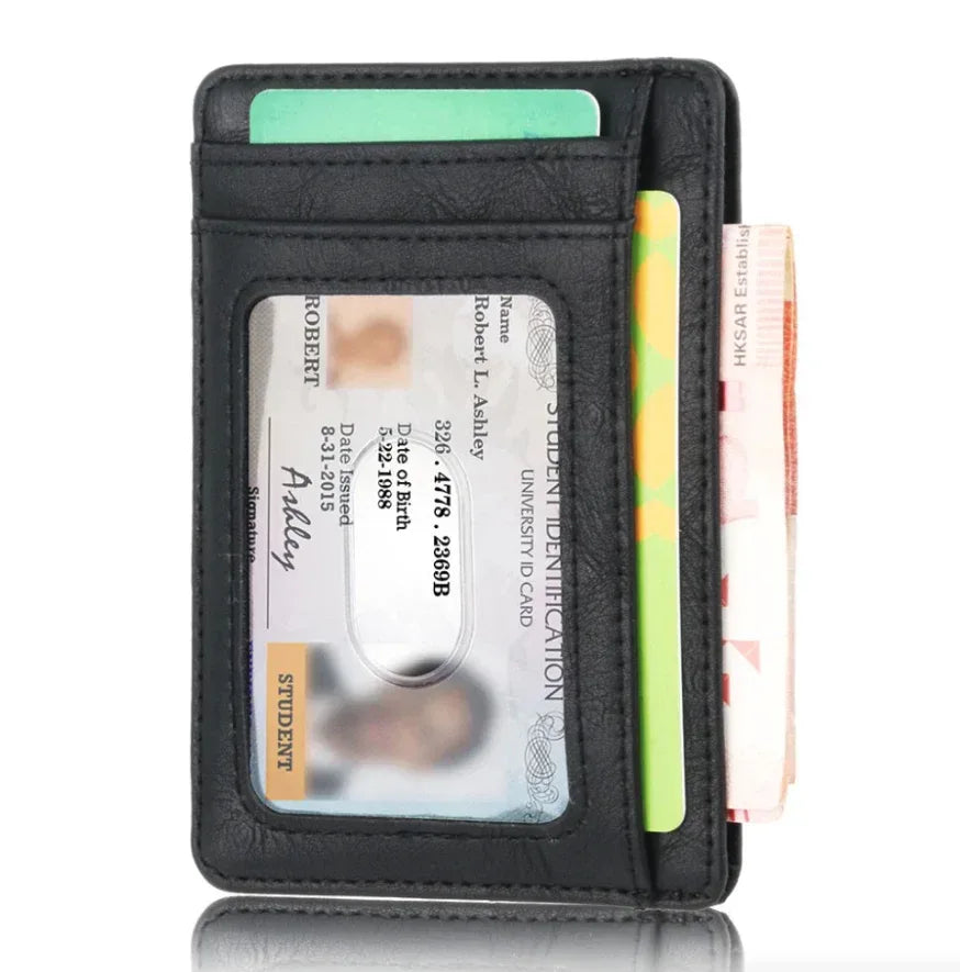 Mens Leather Slim Wallet Credit Card Holder RFID Blocking Pocket ID - Trustymall