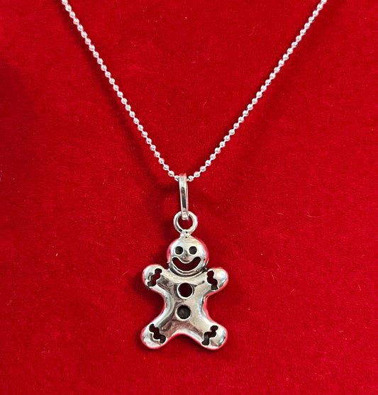 Sterling Silver Gingerbread Man Pendant