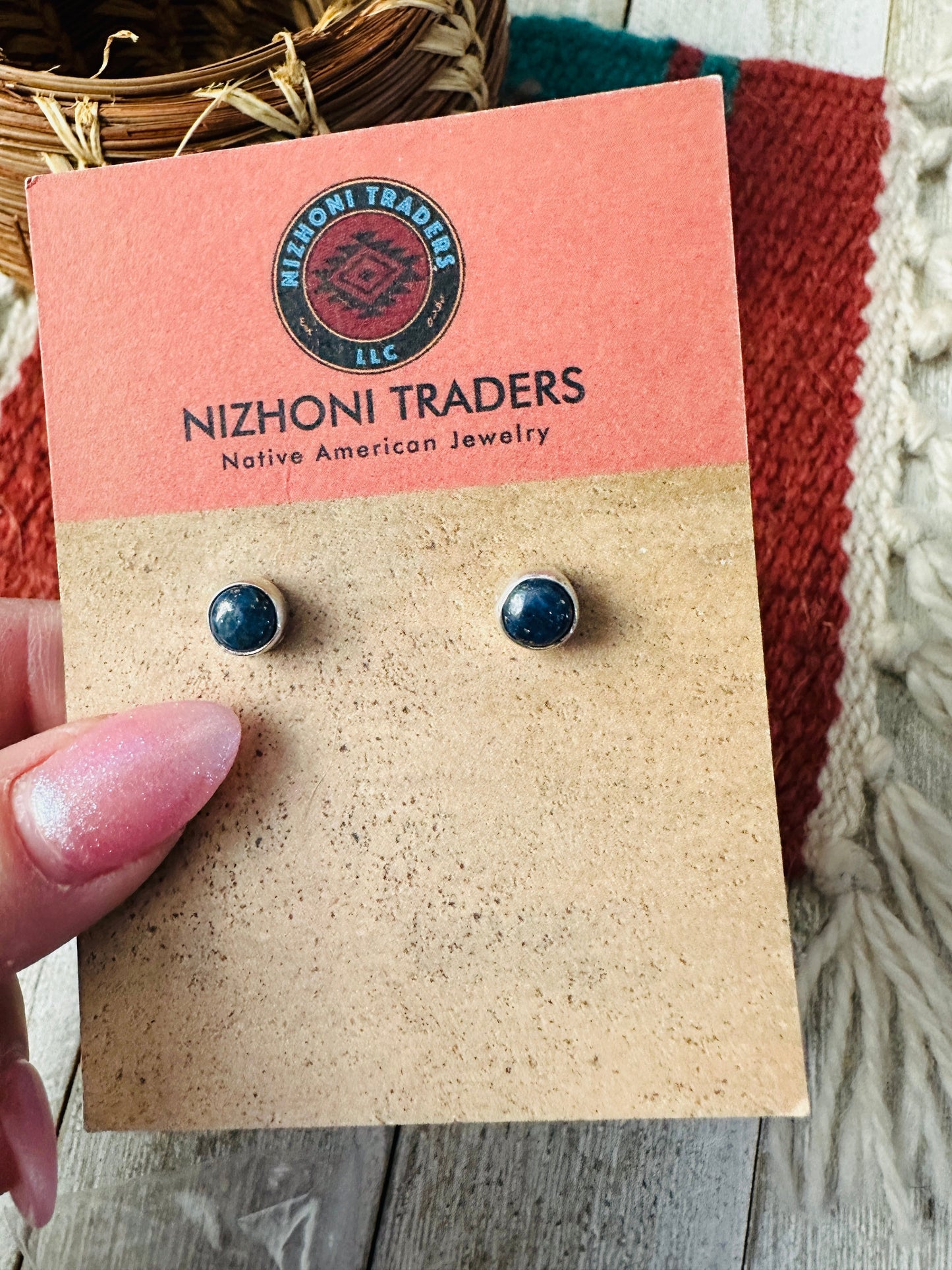 Handcrafted Sterling Silver & Lapis Stud Earrings