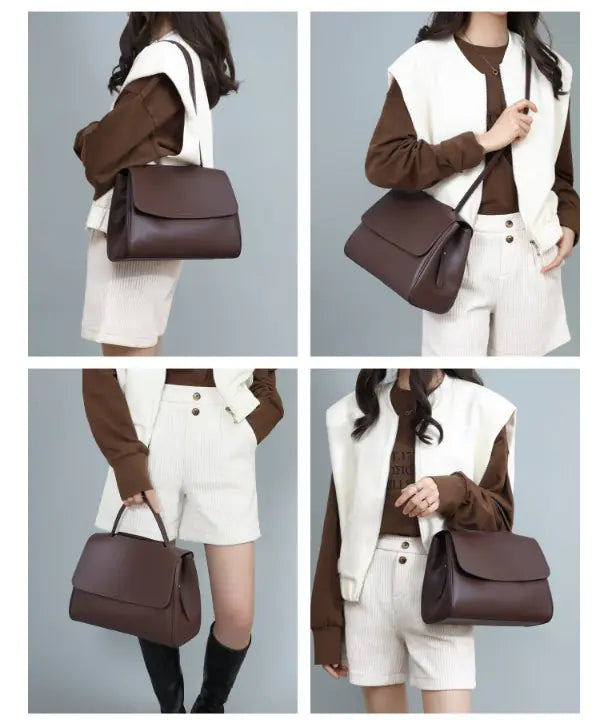 Women's Shoulder Bag - Simple PU Leather Commuter Bag