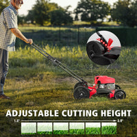 View of the lawn mower handle with functional controls for easy start and speed.