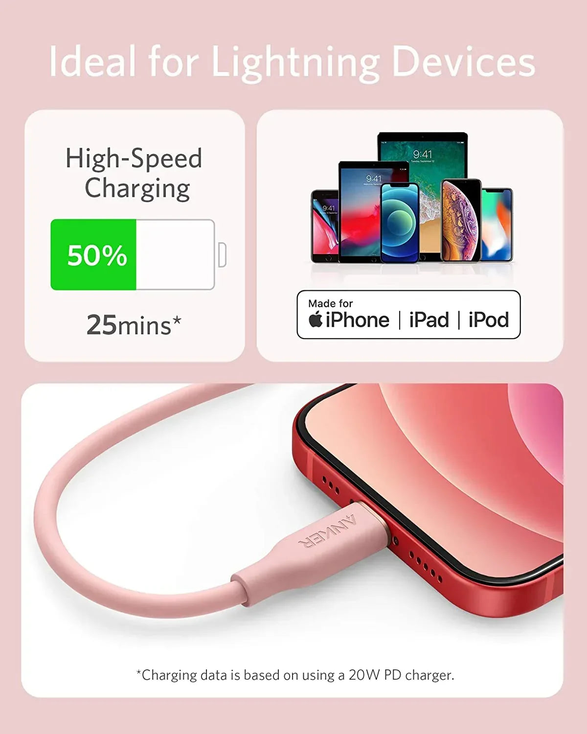 Anker <b>641</b> USB-C to Lightning Cable (Flow, 3 ft Silicone) - Trustymall