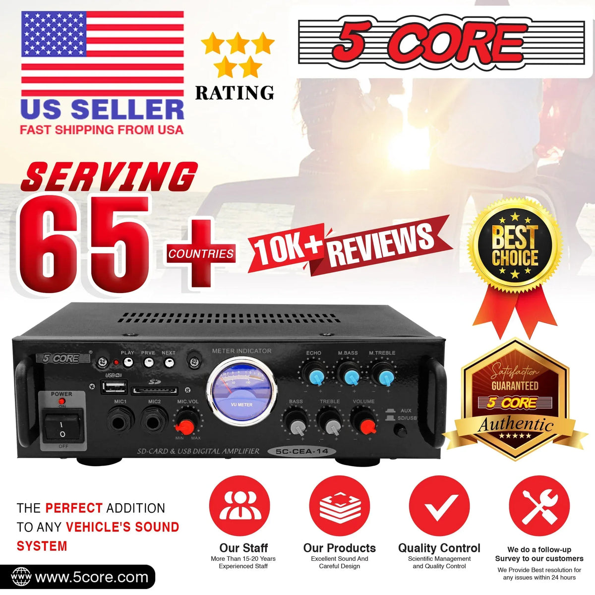 5Core Dual Channel Amplifier Car Audio System 300W Audio Reciver Car - Trustymall
