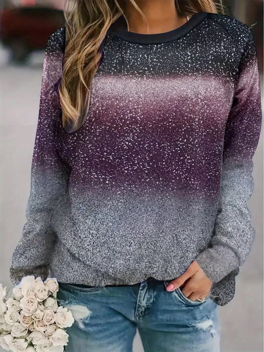Chic Starry Sky Gradient Ombre Pullover