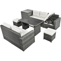 Outdoor 6-Piece All Weather PE Rattan Sofa Set, Garden Patio Wicker