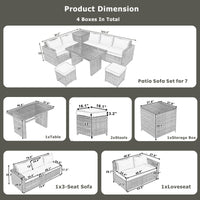 Outdoor 6-Piece All Weather PE Rattan Sofa Set, Garden Patio Wicker