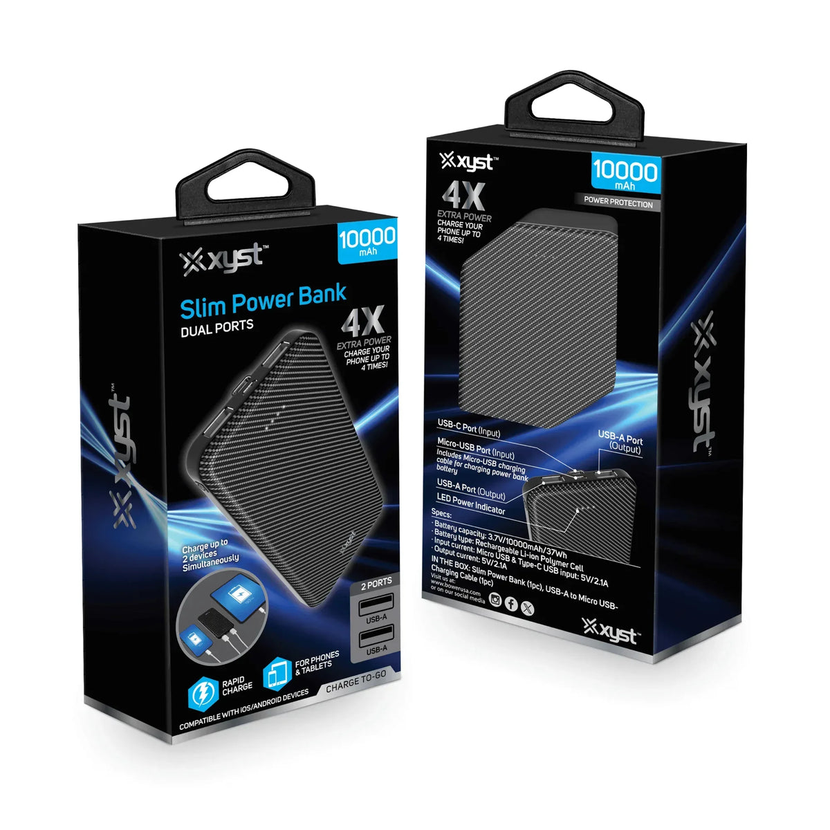 Xyst Super Slim 10000mAh Dual USB Power Bank - Trustymall