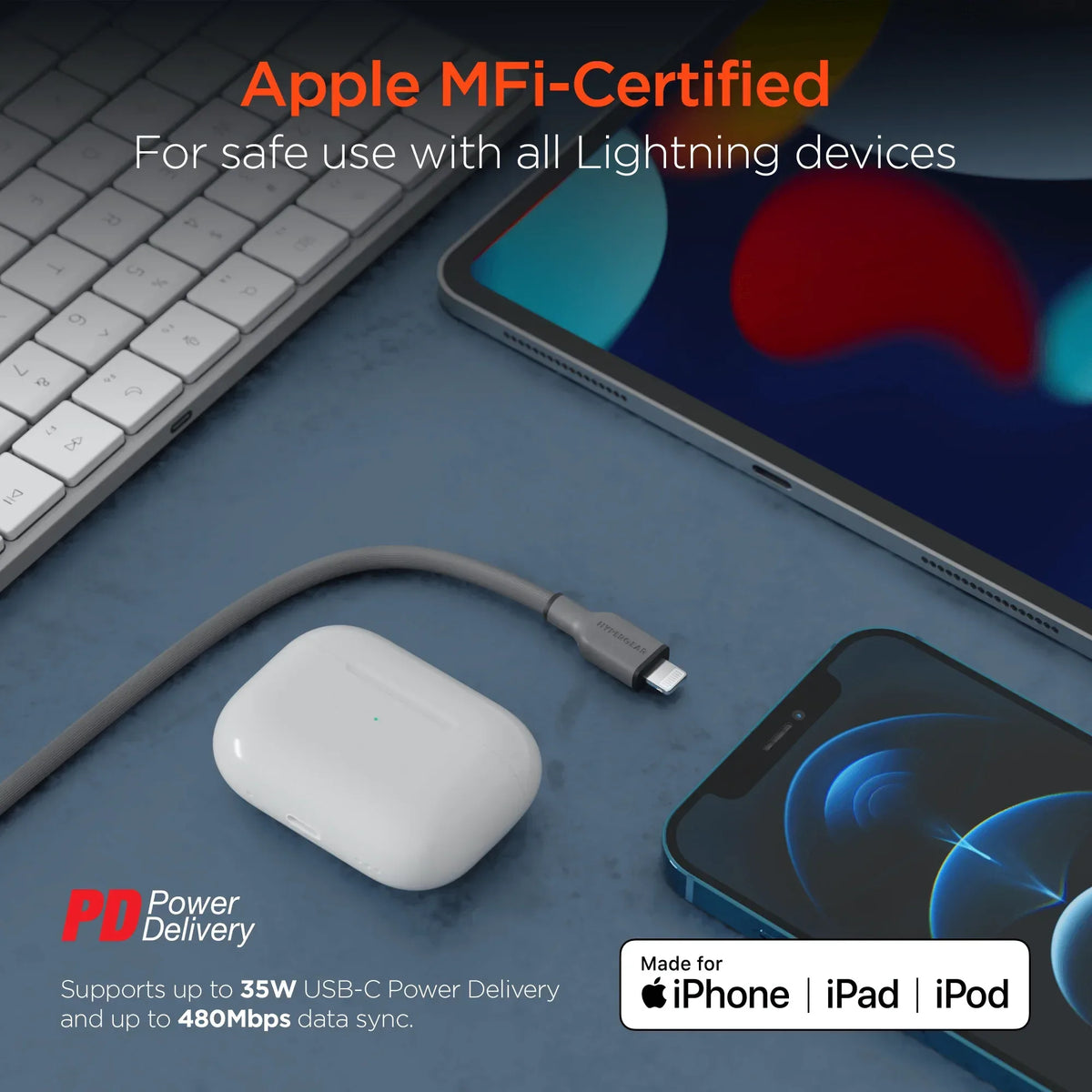 HyperGear Flexi PRO USB-C to Lightning Cable 4ft - Trustymall