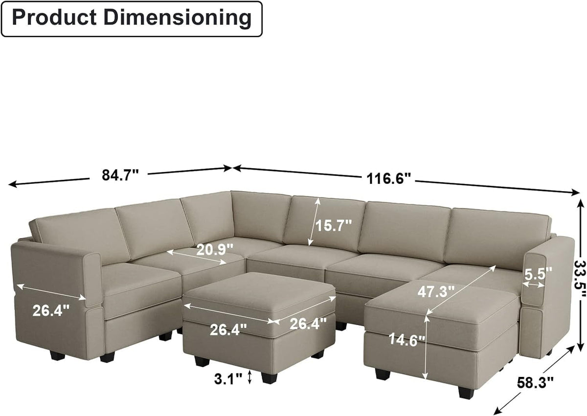 Modular U Shaped Sectional Sofa Grey Velvet With Storage