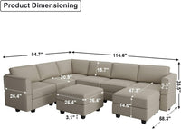 Modular U Shaped Sectional Sofa Grey Velvet With Storage