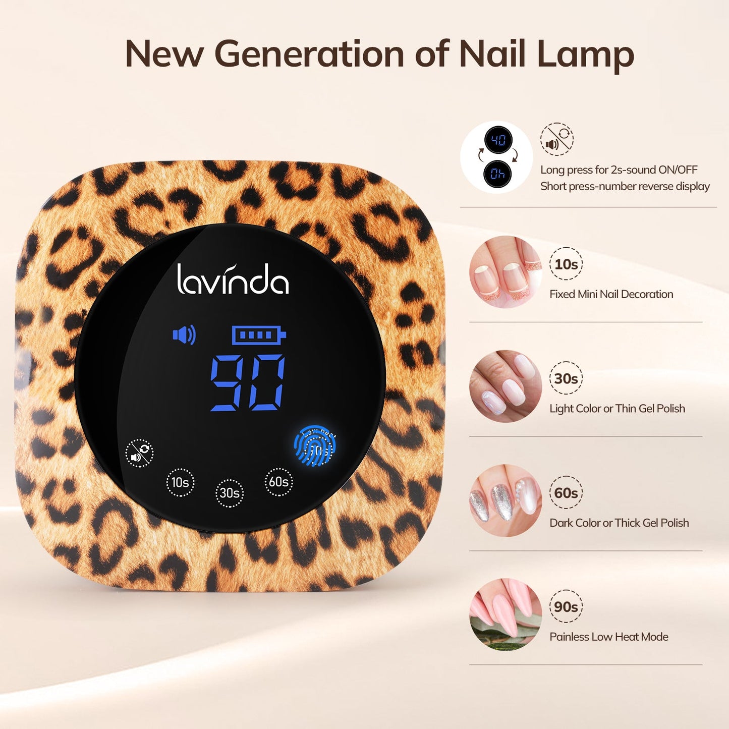 Crown Nail Lamp - Leopard Print - 54W Rechargeable UV/LED