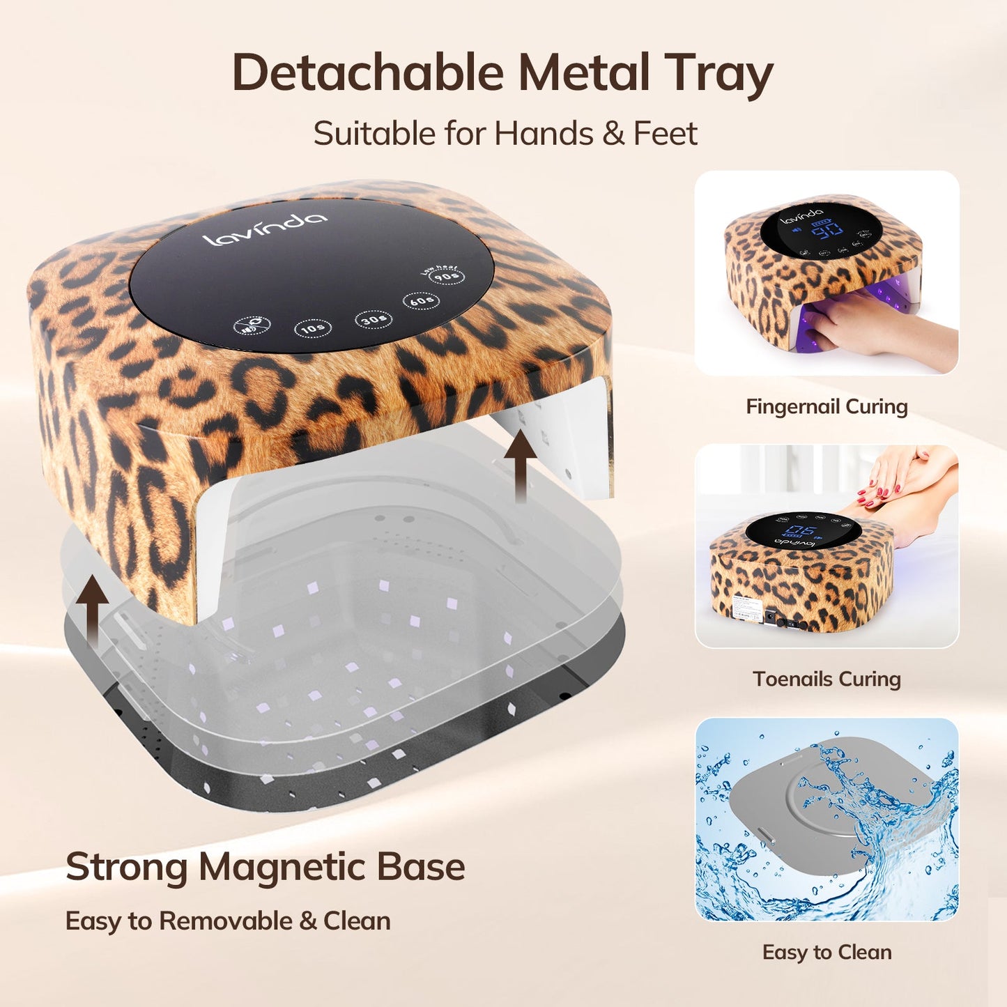 Crown Nail Lamp - Leopard Print - 54W Rechargeable UV/LED