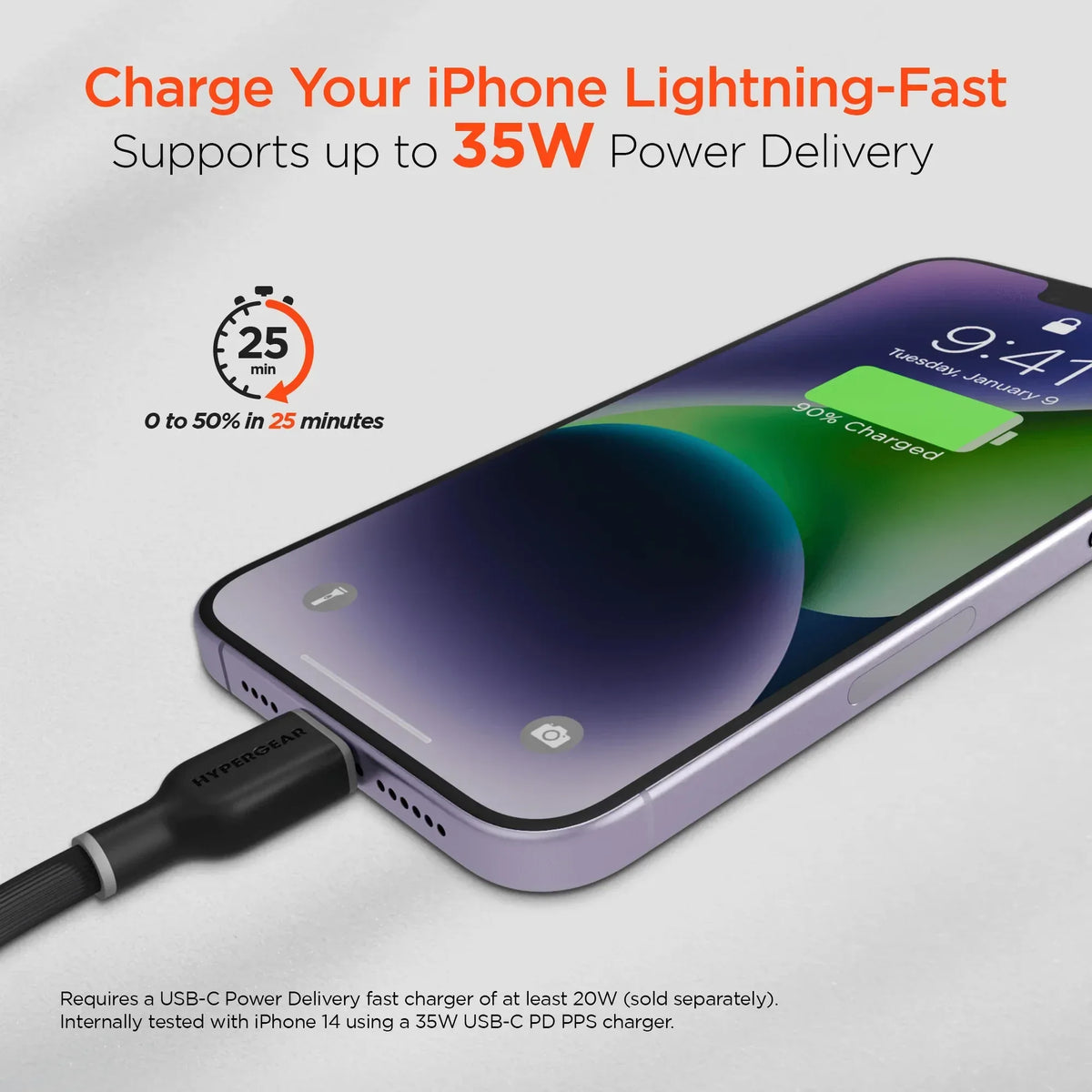 HyperGear Flexi PRO USB-C to Lightning Cable 4ft - Trustymall