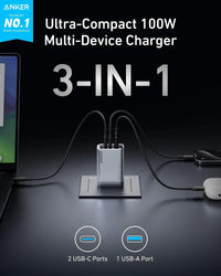 Anker Prime Charger (100W, 3 Ports, GaN) - Trustymall