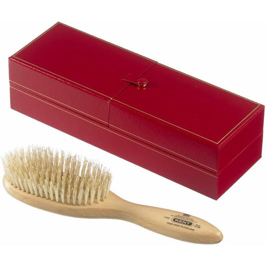 Kent Handmade Oval Satin Wood White Bristle Brush - LHS9