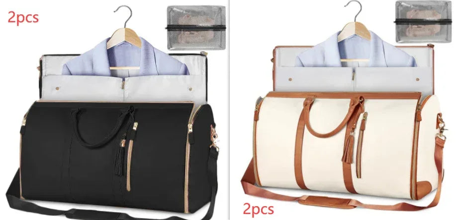 Large Capacity Travel Duffle Bag Women's Handbag Folding Suit Bag Waterproof Clothes Totes - Trustymall