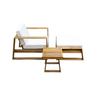 Detailed image of beige cushion stitching on outdoor lounge chair