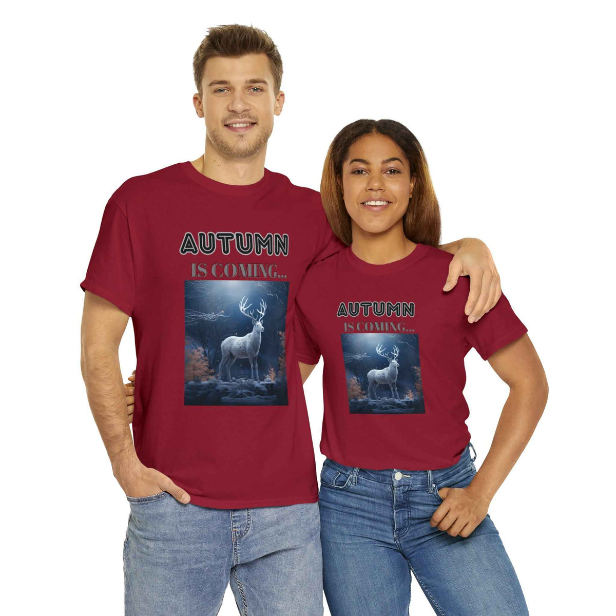 Autumn is coming: Fall Vibes T-shirts | Deer Drinking Brook Leaves Cha