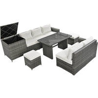 Outdoor 6-Piece All Weather PE Rattan Sofa Set, Garden Patio Wicker