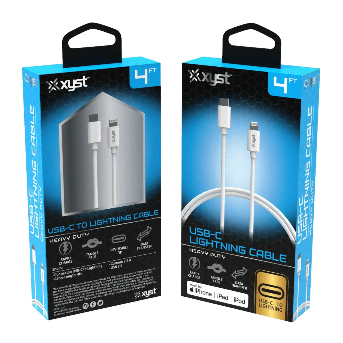 Xyst Charge and Sync USB-C to Lightning Cable 4Ft - Trustymall