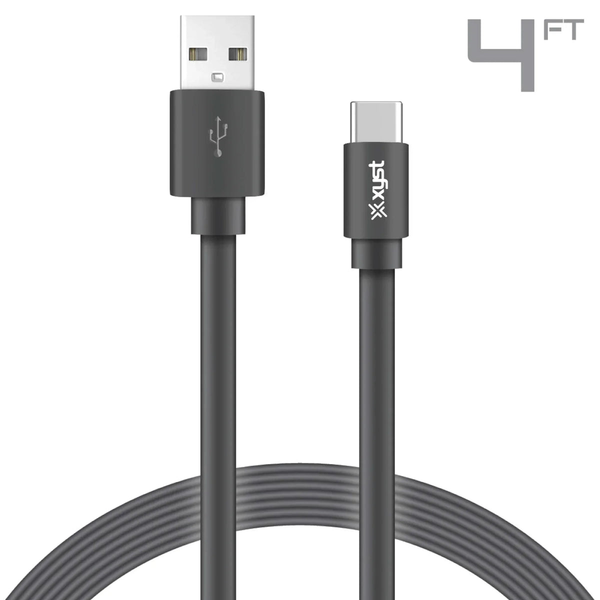 Xyst Charge and Sync USB to USB-C Flat Cable 4Ft - Trustymall