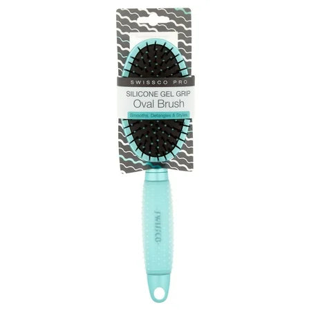 Swissco Pro Oval Hair Brush with Gel Grip, Teal green